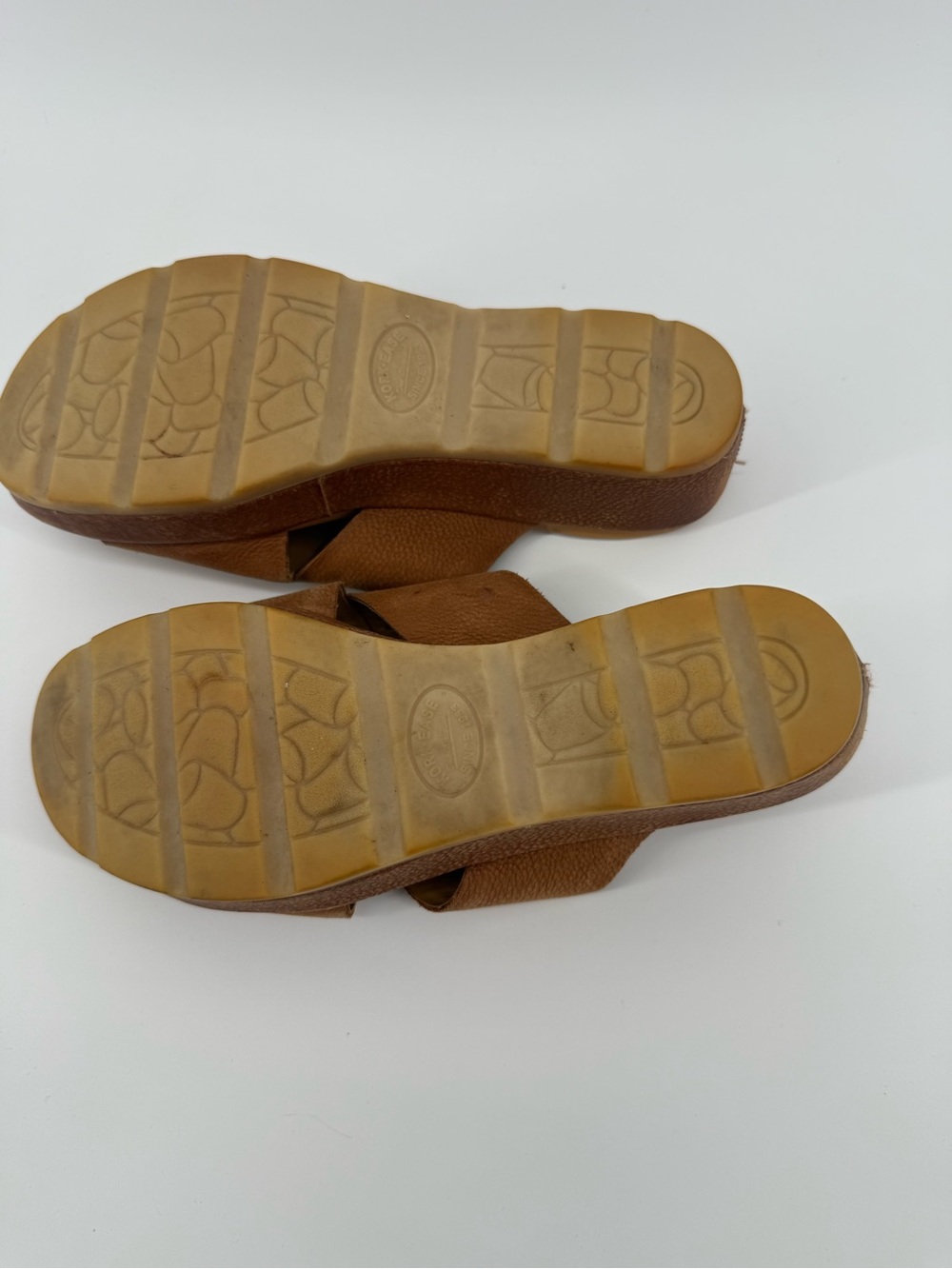 Kork-Ease Women's Tan Brown Leather Crossover Slide Mules - Picture 5 of 9